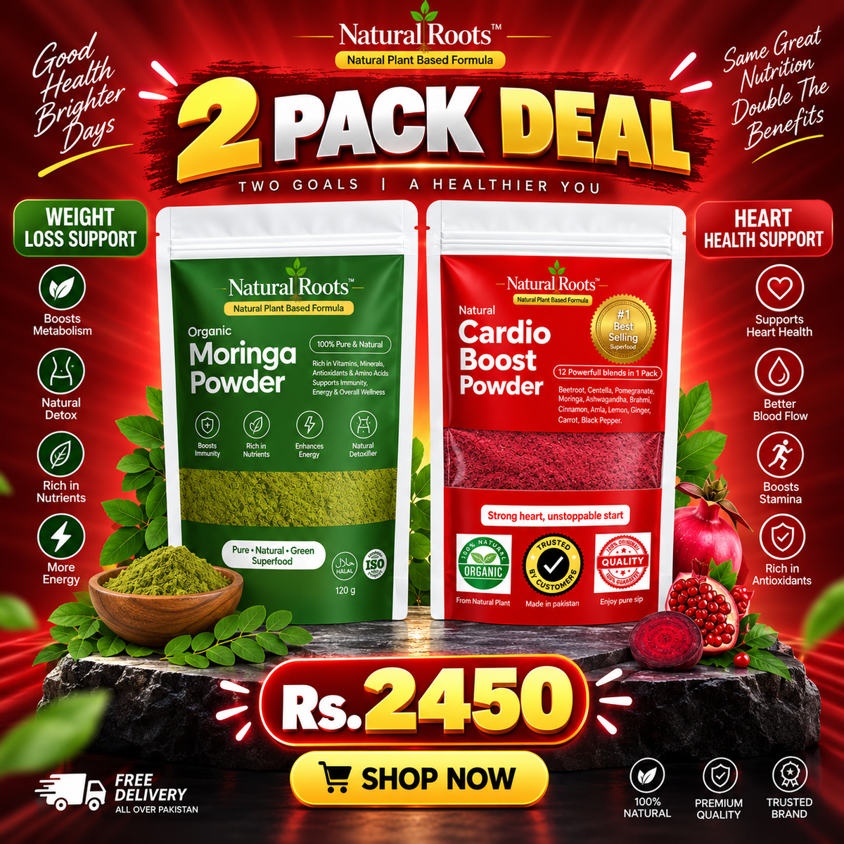 (Buy 1 Get 1 Free) Morniga Powder+Cardio Vitality Super Blend